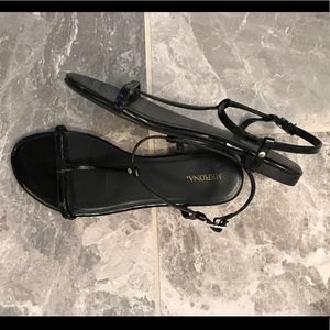 Black patent sandals